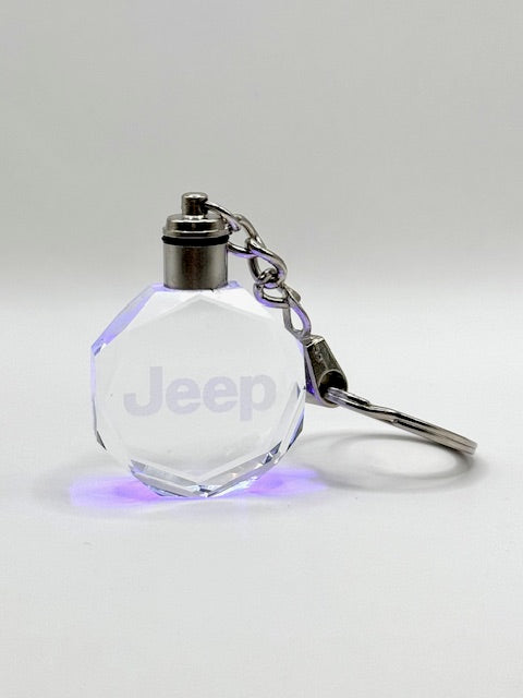 Customized Laser Engraved All Car with Logo Crystal Glass Keychain with Color Changing LED Lights (For Jeep)!!
