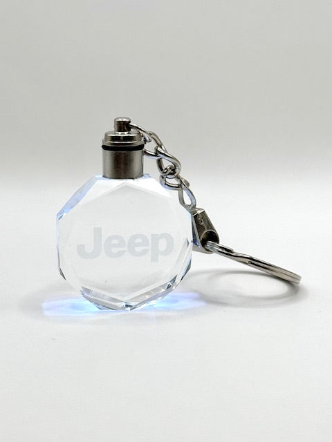 Customized Laser Engraved All Car with Logo Crystal Glass Keychain with Color Changing LED Lights (For Jeep)!!