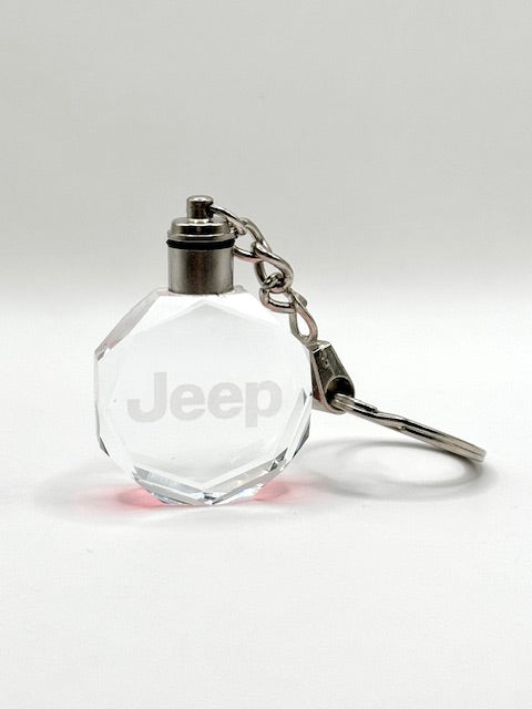 Customized Laser Engraved All Car with Logo Crystal Glass Keychain with Color Changing LED Lights (For Jeep)!!