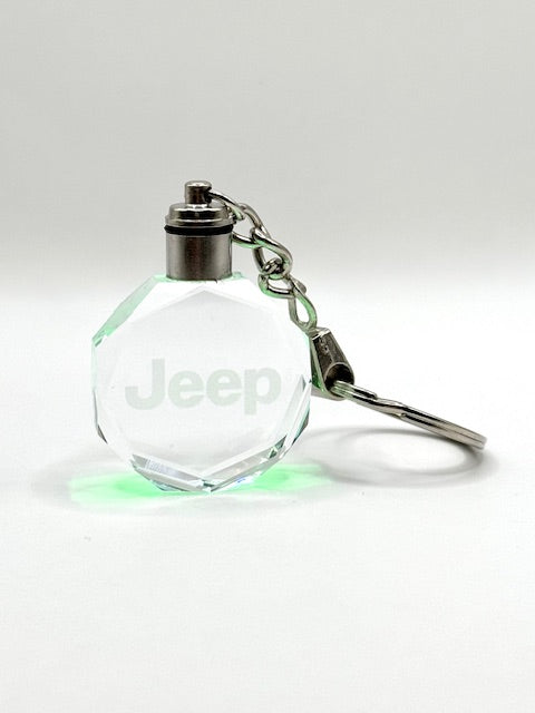 Customized Laser Engraved All Car with Logo Crystal Glass Keychain with Color Changing LED Lights (For Jeep)!!