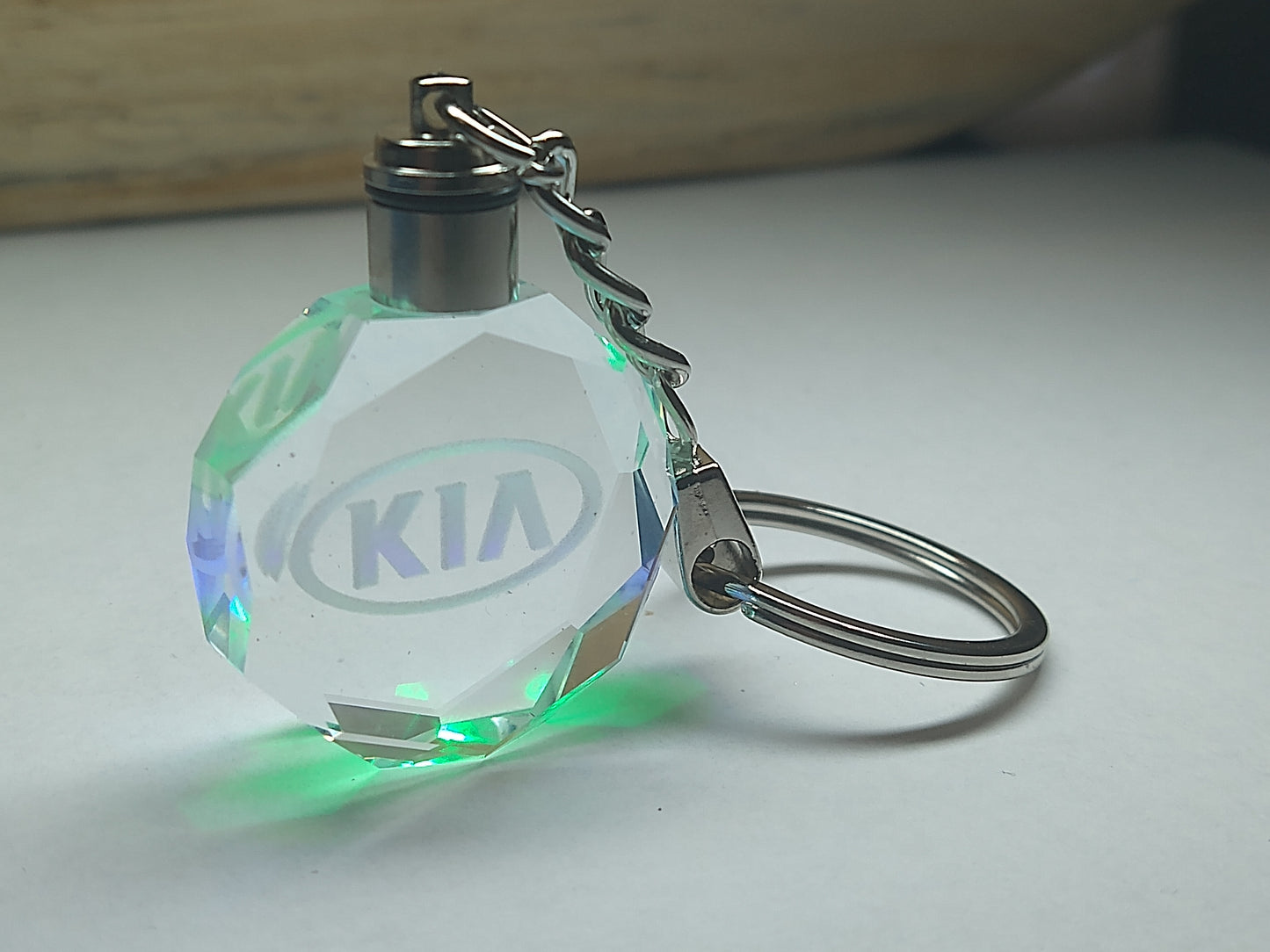 Customized Laser Engraved All Car with Logo Crystal Glass Keychain with Color Changing LED Lights (For KIA)!!
