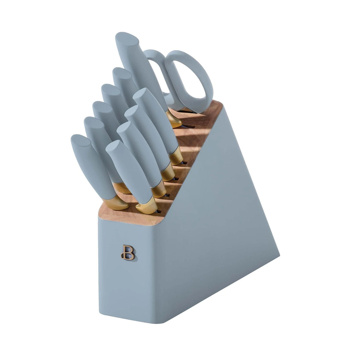 Drew Barrymore 12-Piece Knife Block Set – Cornflower & Gold