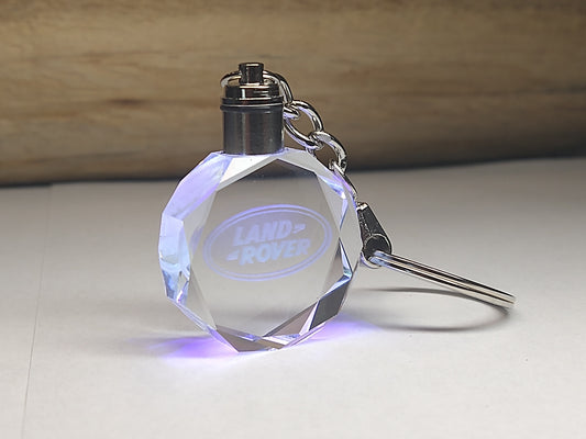 Customized Laser Engraved All Car with Logo Crystal Glass Keychain with Color Changing LED Lights (For Land Rover)!!