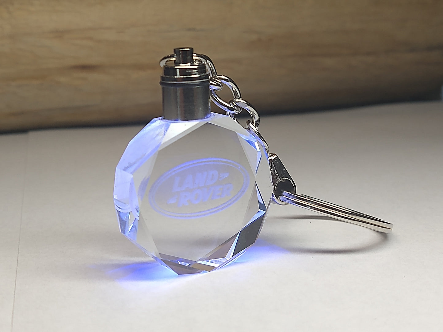 Customized Laser Engraved All Car with Logo Crystal Glass Keychain with Color Changing LED Lights (For Land Rover)!!