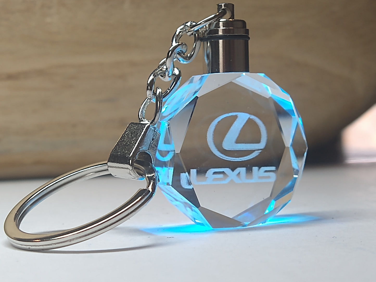 Customized Laser Engraved All Car with Logo Crystal Glass Keychain with Color Changing LED Lights (For Lexus)!!