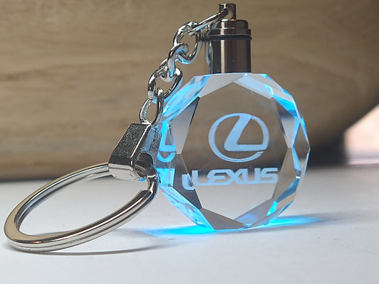 Customized Laser Engraved All Car with Logo Crystal Glass Keychain with Color Changing LED Lights (For Lexus)!!