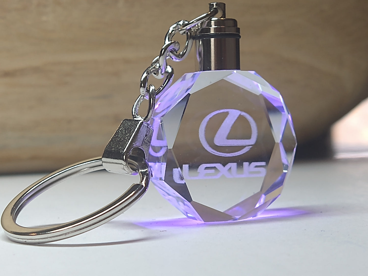 Customized Laser Engraved All Car with Logo Crystal Glass Keychain with Color Changing LED Lights (For Lexus)!!
