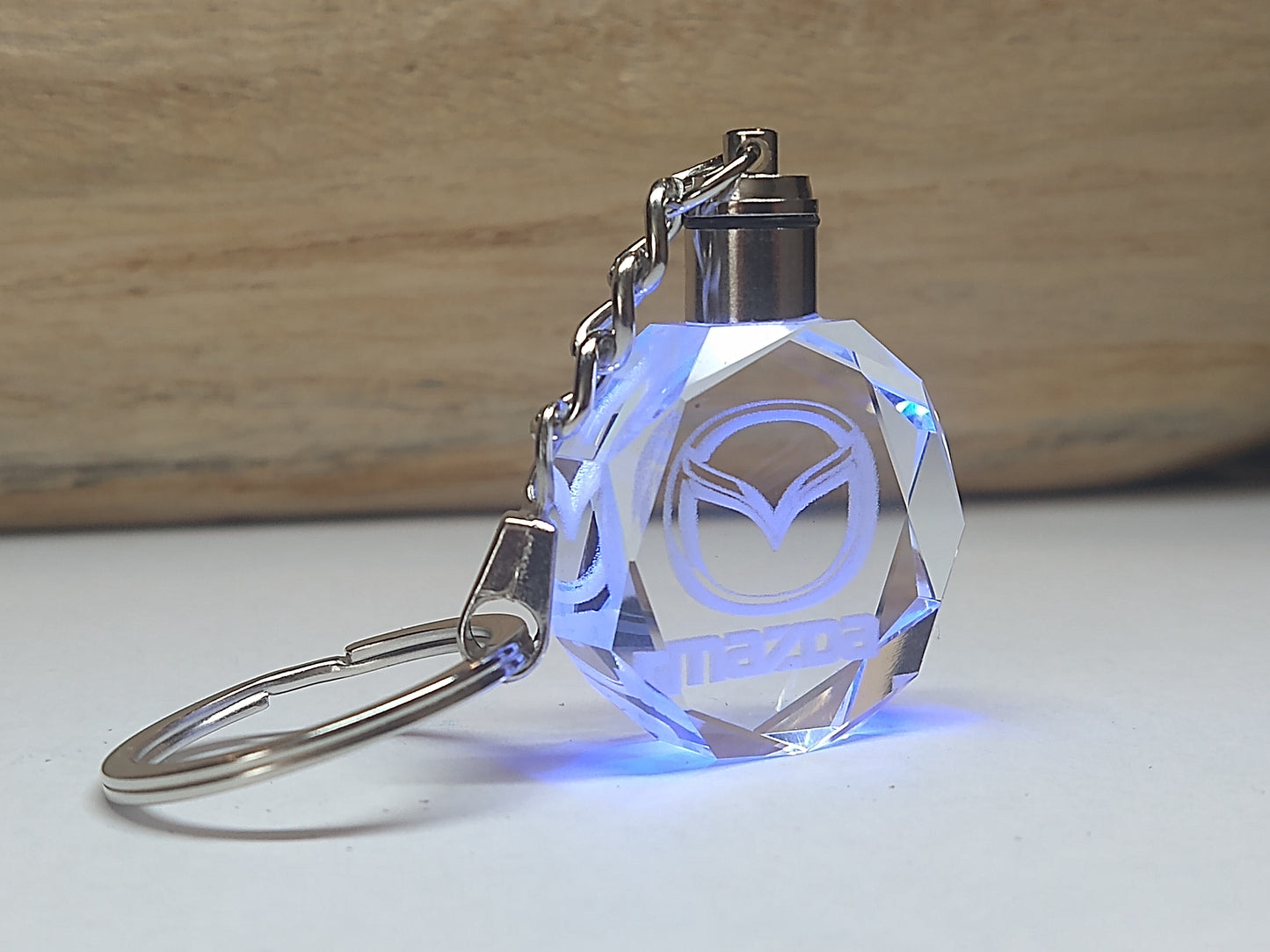 Customized Laser Engraved All Car with Logo Crystal Glass Keychain with Color Changing LED Lights (For Mazda)!!)