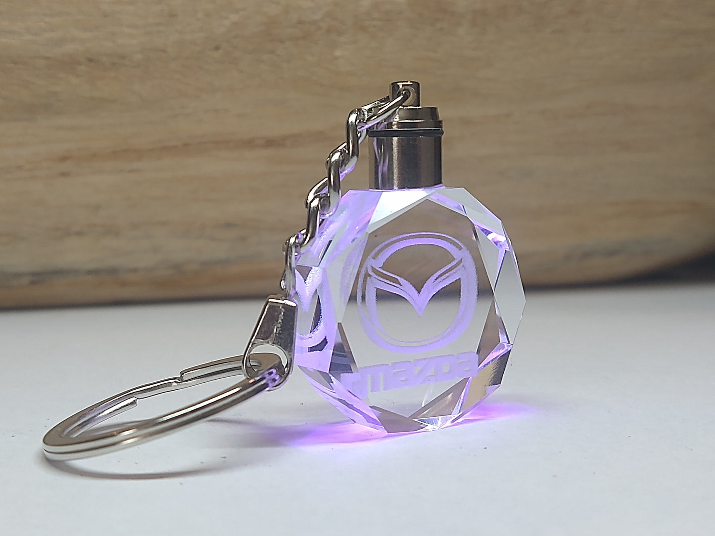 Customized Laser Engraved All Car with Logo Crystal Glass Keychain with Color Changing LED Lights (For Mazda)!!)