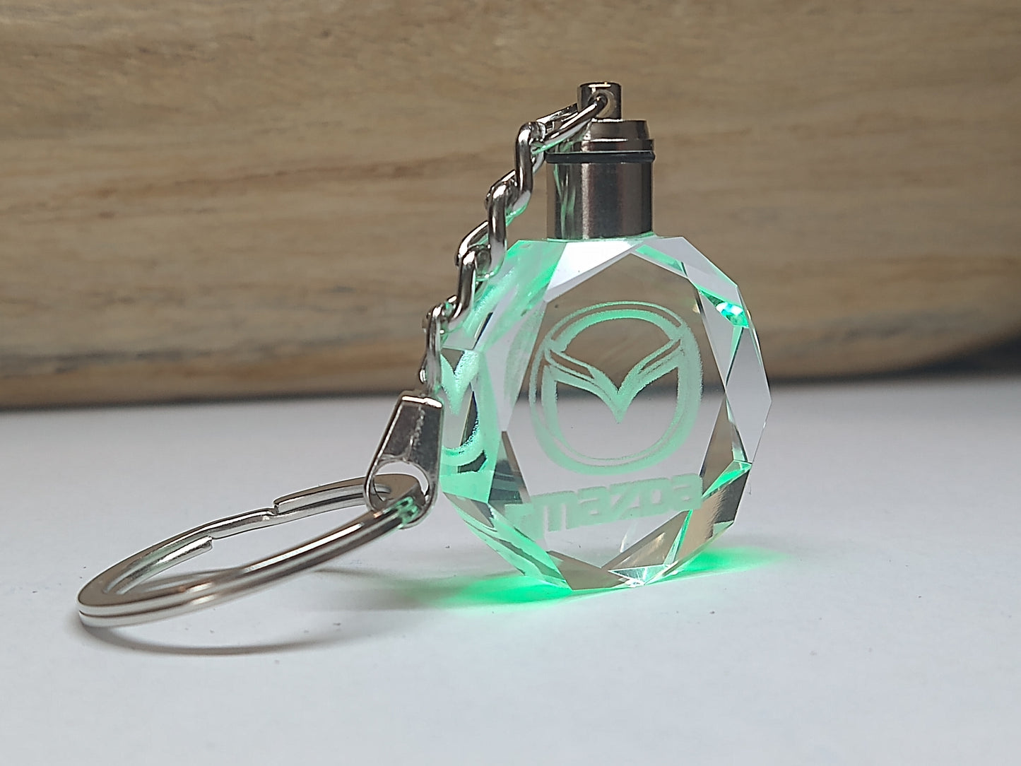 Customized Laser Engraved All Car with Logo Crystal Glass Keychain with Color Changing LED Lights (For Mazda)!!)