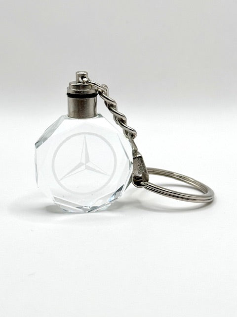 Customized Laser Engraved All Car with Logo Crystal Glass Keychain with Color Changing LED Lights (For Mercedes)!!