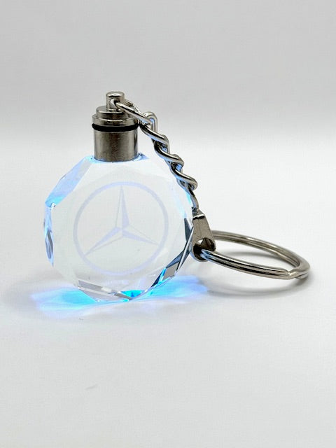 Customized Laser Engraved All Car with Logo Crystal Glass Keychain with Color Changing LED Lights (For Mercedes)!!