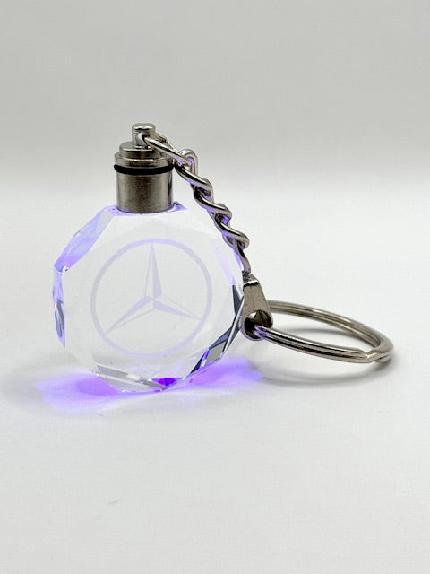 Customized Laser Engraved All Car with Logo Crystal Glass Keychain with Color Changing LED Lights (For Mercedes)!!