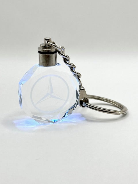 Customized Laser Engraved All Car with Logo Crystal Glass Keychain with Color Changing LED Lights (For Mercedes)!!