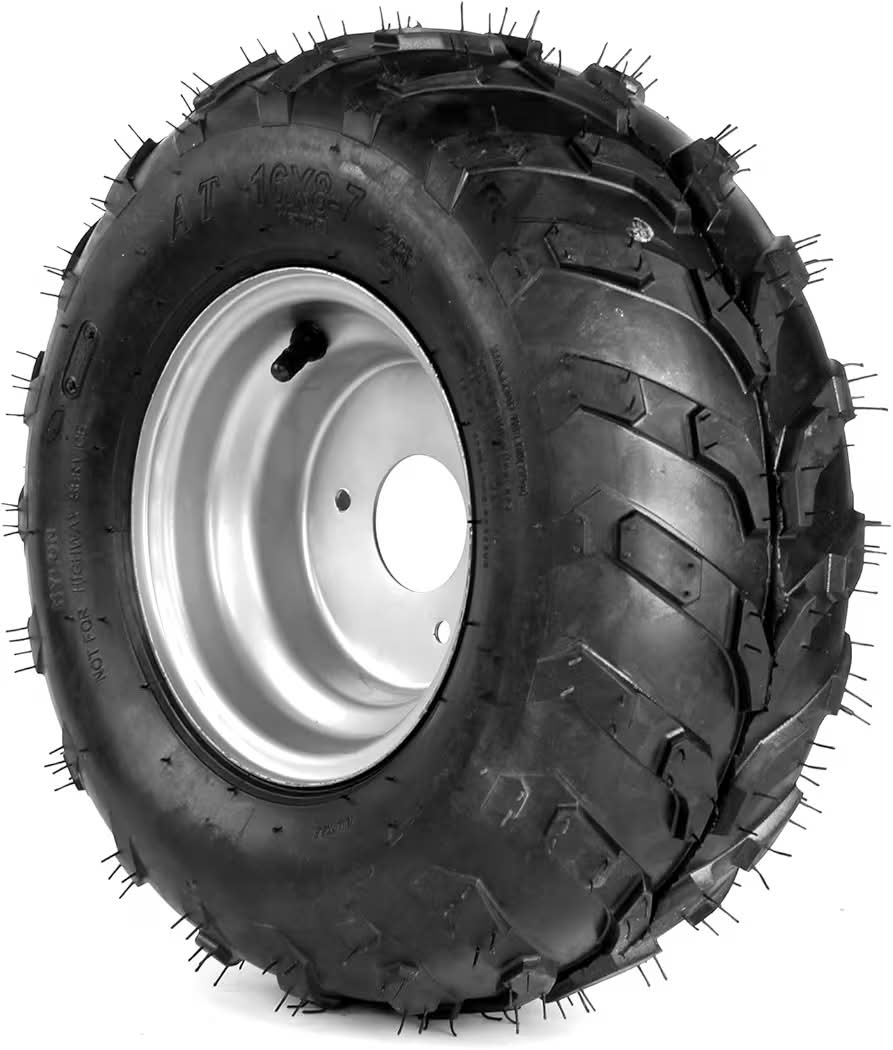 New 16x8-7 Go Kart Wheels, 16x8-7 Go Kart Tires with Wheels for Go Kart ATV UTV Quad 110cc 3 Bolts Set of 2 (Silver)