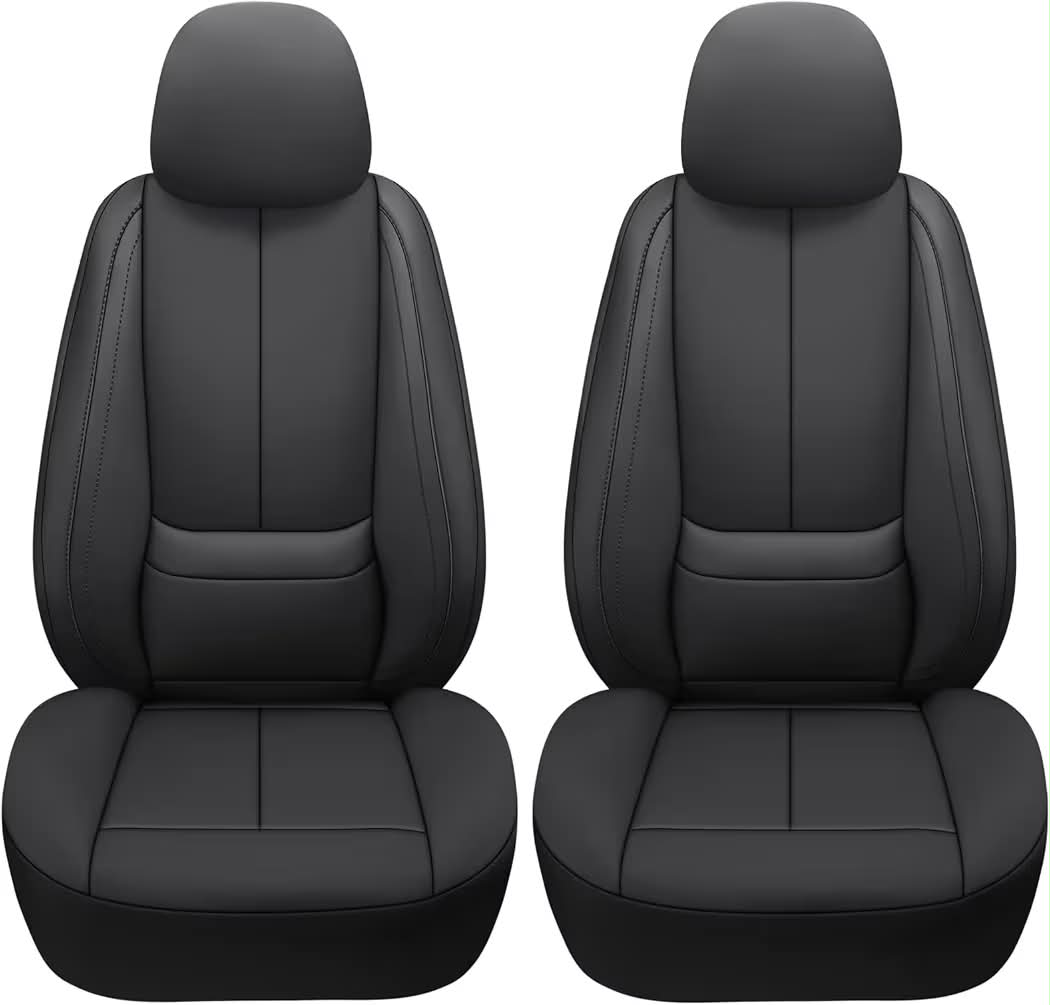 New Full Coverage Leather Car Seat Covers,Waterproof Seat Covers for Cars,SUVs Pick-up Truck, Car Seat Cushion,Car Seat Protector,Front Seat Cover,Black Seat Cover with 2 Seats