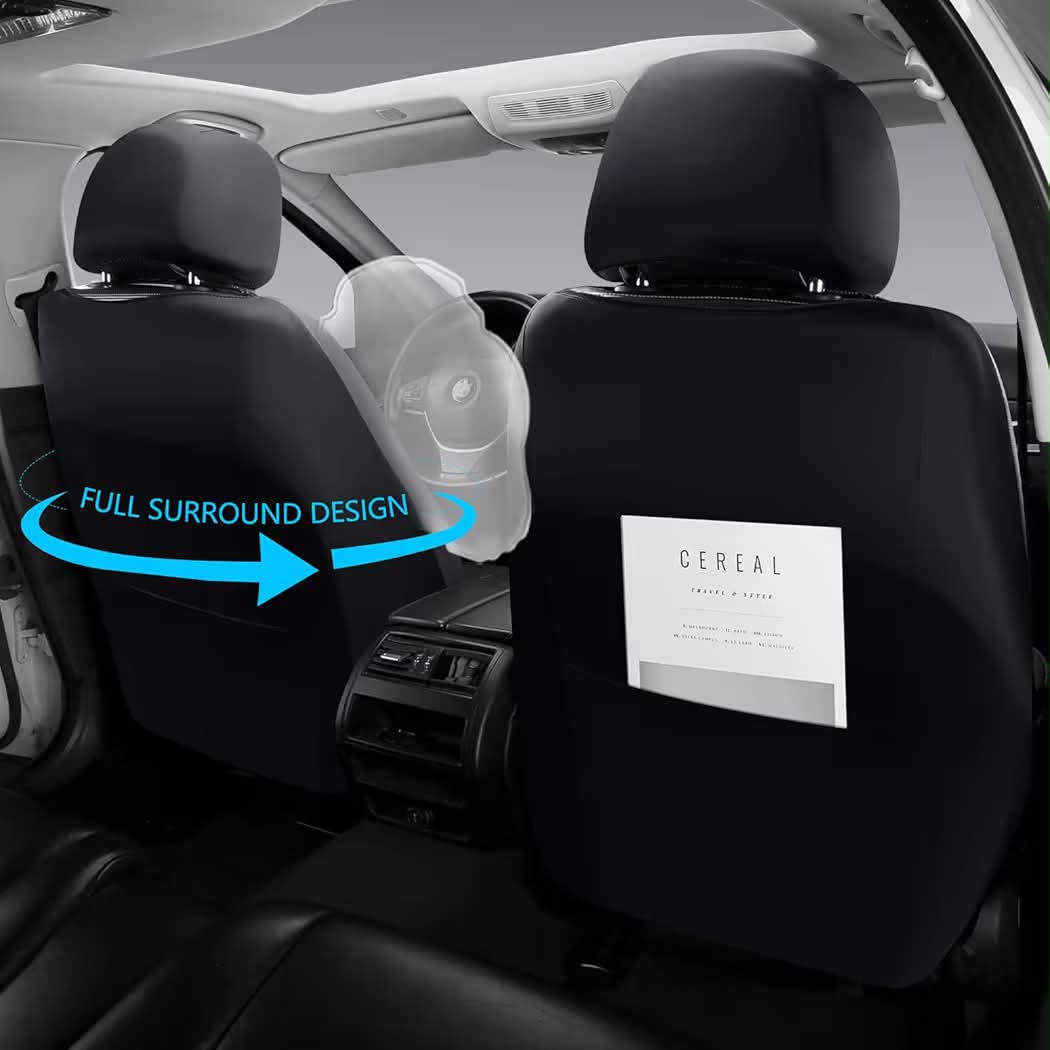 New Full Coverage Leather Car Seat Covers,Waterproof Seat Covers for Cars,SUVs Pick-up Truck, Car Seat Cushion,Car Seat Protector,Front Seat Cover,Black Seat Cover with 2 Seats