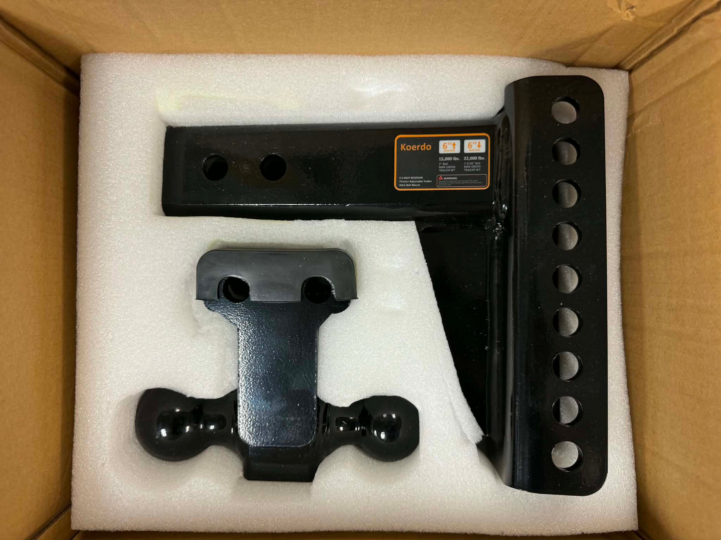 New Adjustable Trailer Hitch Fits 2.5" Receiver, Drop Hitch & Tow Hitch with 6-Inch Drop/Rise, 2" & 2-5/16" Dual Ball Hitches for Trucks, 22,000 lbs GTW, Trailer Hitches with Anti-Theft Pin, Black