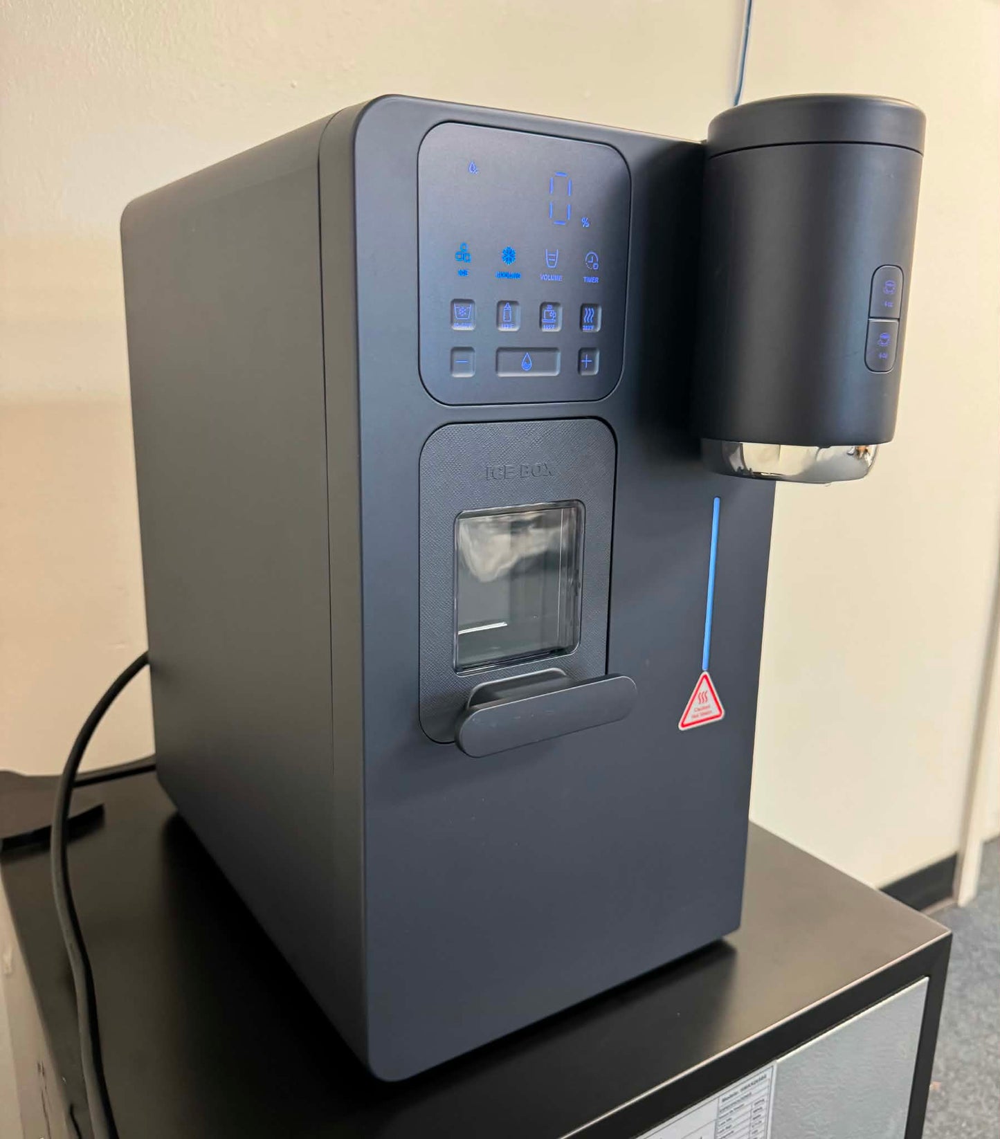 New 3-in-1 Water Dispenser with Ice Maker - Hot/Cold/Warm Water, Adjustable Water Volume, Countertop, Compact Coffee Brewer for Home & Office, Deep Navy