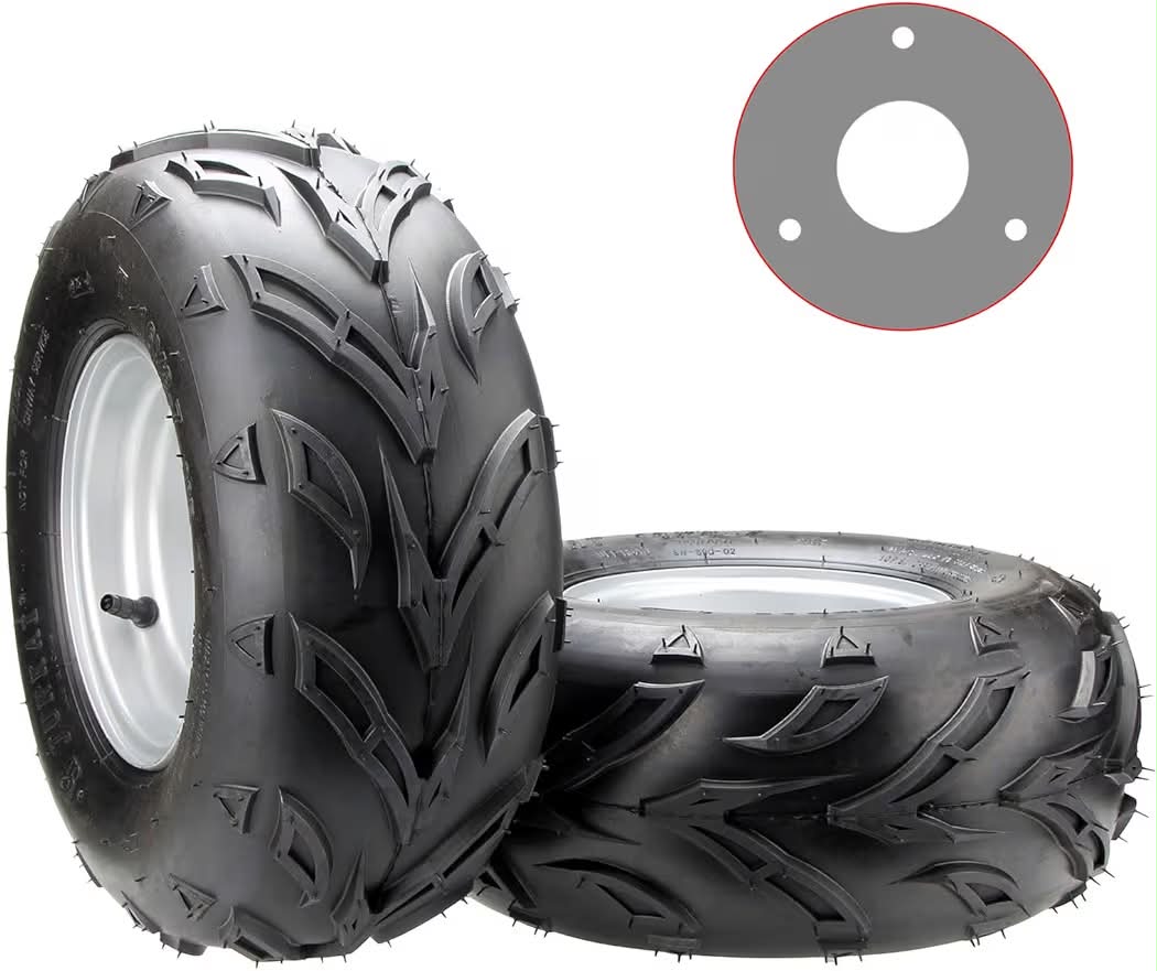 New 16x8-7 Go Kart Wheels, 16x8-7 Go Kart Tires with Wheels for Go Kart ATV UTV Quad 110cc 3 Bolts Set of 2 (Silver)