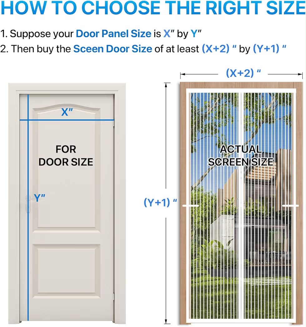 New Heavy Duty Door Screen Magnetic Closure, LOVIGA Thickened Fiberglass Screen Door Mesh, Self Sealing, Tear Resistant, Easy Assemble, Fine Mesh Keep Bugs Out Fit Door Size 46 Inch X 79 Inch White