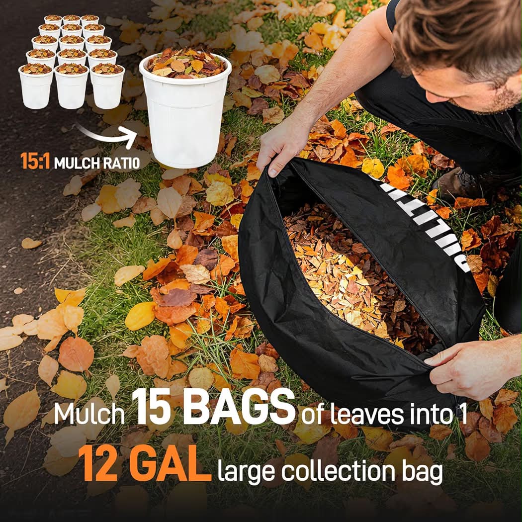 PULITUO 3 in 1 Electric Leaf Blower Vacuum Mulcher with Bag, 530CFM & 170MPH Leaf Vacuum Corded Blowers for Lawn Care, 15:1 Lightweight Leaf Mulcher with Shoulder Strap.