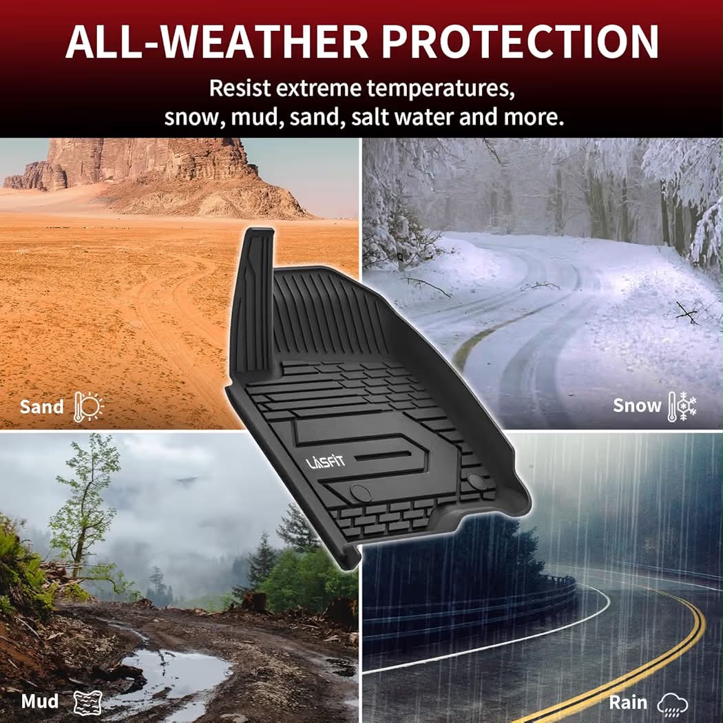 New LASFIT Front Floor Mats 2019-2026 for Chevrolet Silverado/GMC Sierra 1500, Crew Cab/Double Cab, 2020-2026 Chevy Silverado/GMC Sierra 2500HD 3500HD, All Weather TPE Floor Liners, 1st Row Only