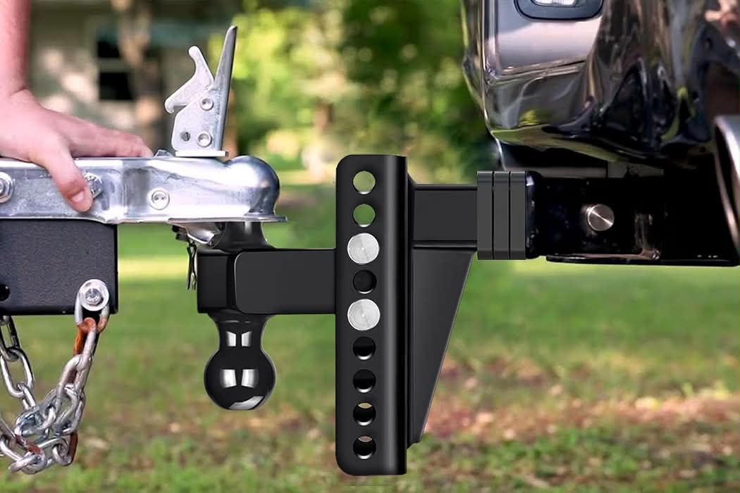 New Adjustable Trailer Hitch Fits 2.5" Receiver, Drop Hitch & Tow Hitch with 6-Inch Drop/Rise, 2" & 2-5/16" Dual Ball Hitches for Trucks, 22,000 lbs GTW, Trailer Hitches with Anti-Theft Pin, Black