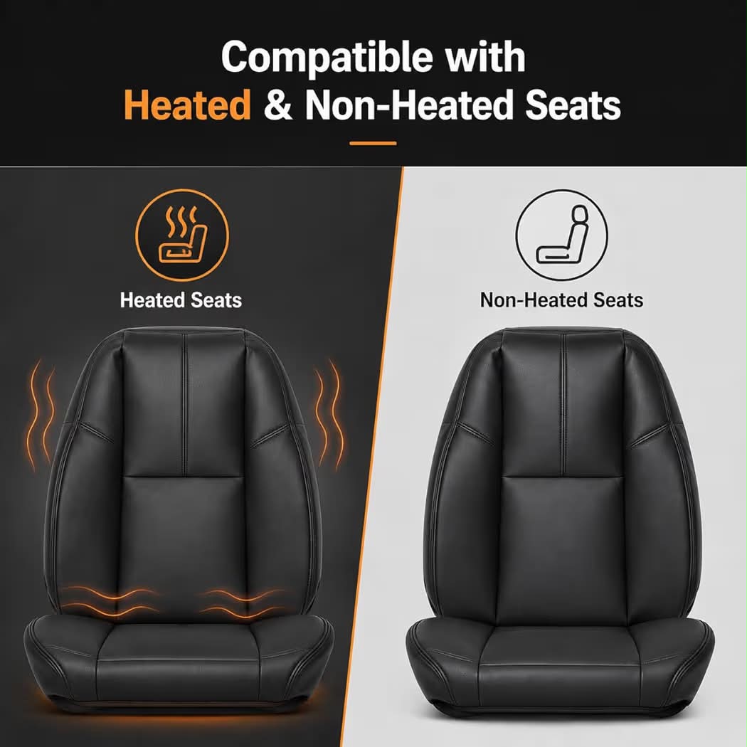 New #193 Color Code Black Driver＆Passenger Side Bottom Seat＆Top Lean Back Leather Covers Compatible with Chevy Silverado Suburban Avalanche/GMC Sierra Tahoe Yukon 2007 2008 2009 2010 2011 2012 2013 2014
