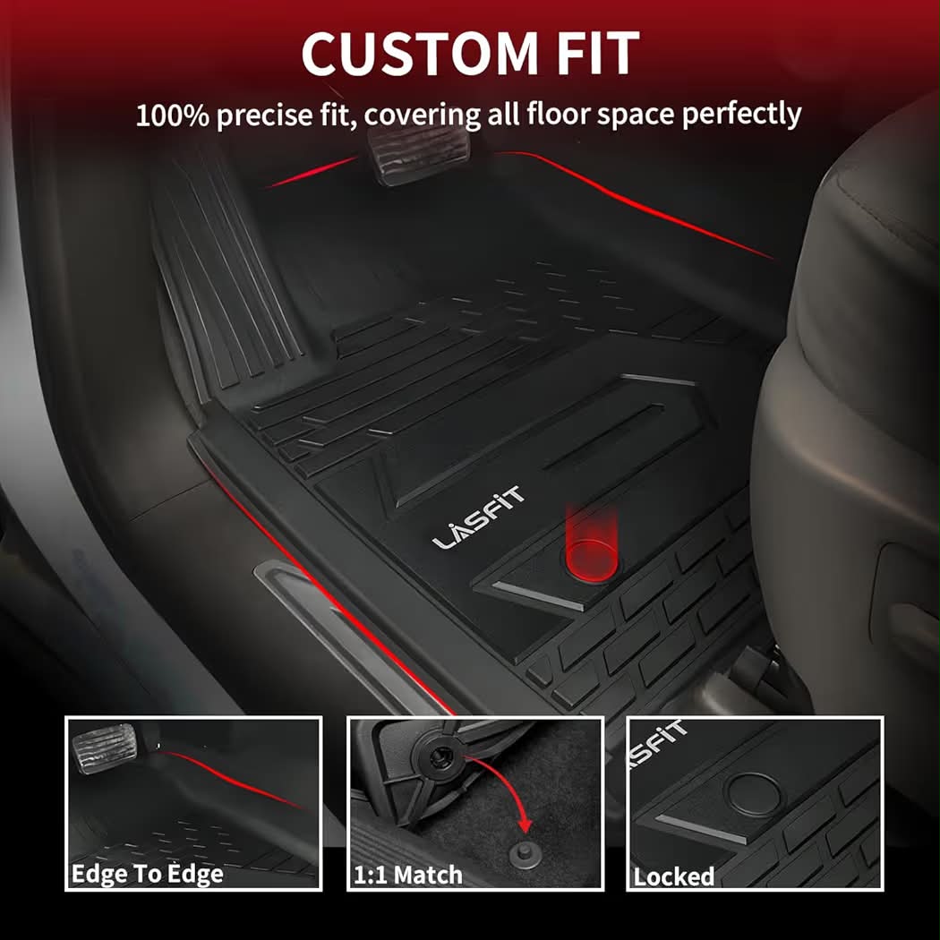 New LASFIT Front Floor Mats 2019-2026 for Chevrolet Silverado/GMC Sierra 1500, Crew Cab/Double Cab, 2020-2026 Chevy Silverado/GMC Sierra 2500HD 3500HD, All Weather TPE Floor Liners, 1st Row Only