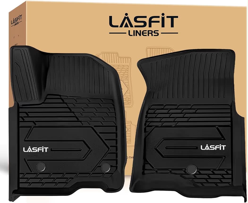 New LASFIT Front Floor Mats 2019-2026 for Chevrolet Silverado/GMC Sierra 1500, Crew Cab/Double Cab, 2020-2026 Chevy Silverado/GMC Sierra 2500HD 3500HD, All Weather TPE Floor Liners, 1st Row Only