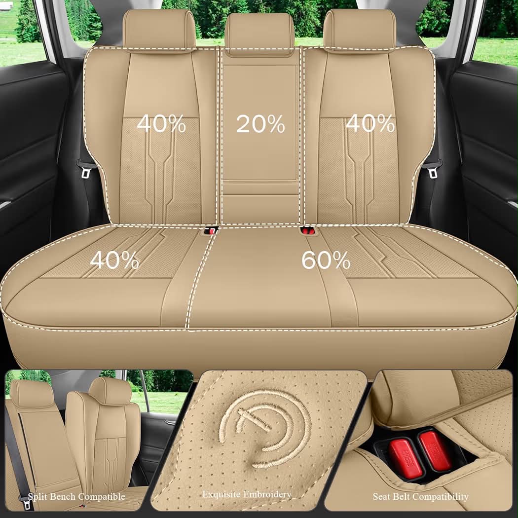 New RAV4 Seat Covers Custom Fit for Toyota RAV4 2013-2018 XLE/SE/Limited/Platinum/Adventure,Luxury Faux-Leather SUV Seat Cover(Full Set,Beige)