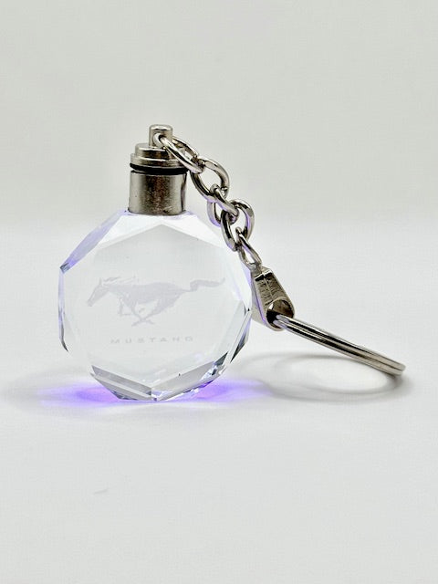 Customized Laser Engraved All Car with Logo Crystal Glass Keychain with Color Changing LED Lights (For Mustang)!!