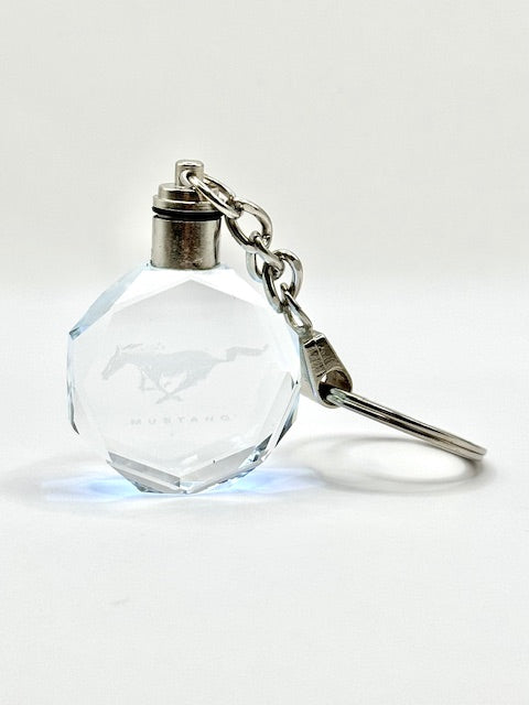 Customized Laser Engraved All Car with Logo Crystal Glass Keychain with Color Changing LED Lights (For Mustang)!!