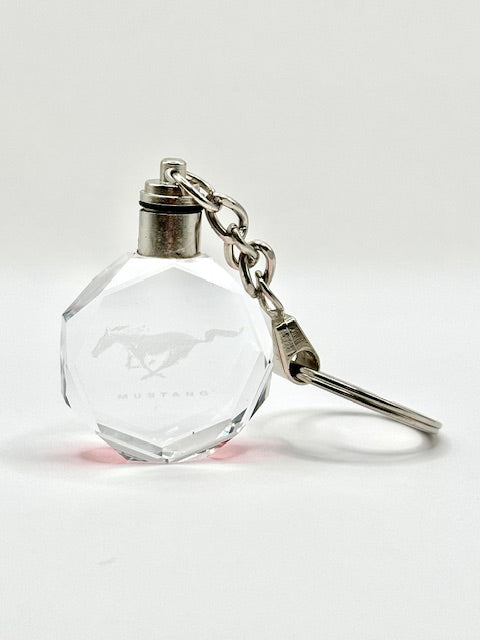 Customized Laser Engraved All Car with Logo Crystal Glass Keychain with Color Changing LED Lights (For Mustang)!!