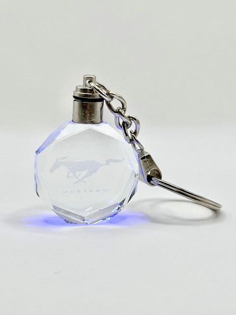 Customized Laser Engraved All Car with Logo Crystal Glass Keychain with Color Changing LED Lights (For Mustang)!!