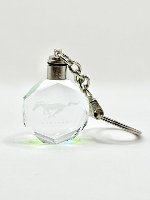 Customized Laser Engraved All Car with Logo Crystal Glass Keychain with Color Changing LED Lights (For Mustang)!!