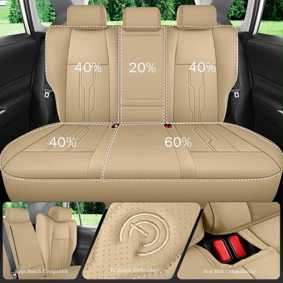 RAV4 Seat Covers Custom Fit for Toyota RAV4 (for Hybrid) 2019-2025 LE/XLE/XLE Premium/Limited,Luxury Faux-Leather SUV Seat Cover with Center Console (Hybrid,Full Set,Beige)