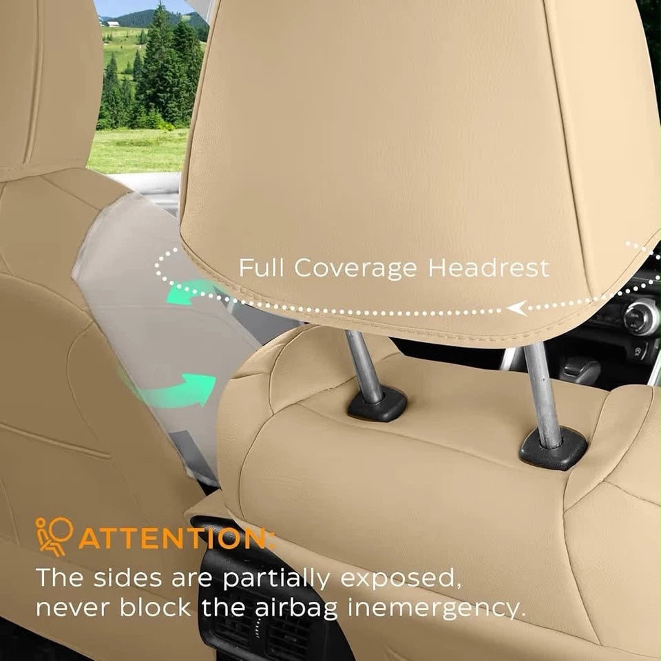 RAV4 Seat Covers Custom Fit for Toyota RAV4 (for Hybrid) 2019-2025 LE/XLE/XLE Premium/Limited,Luxury Faux-Leather SUV Seat Cover with Center Console (Hybrid,Full Set,Beige)