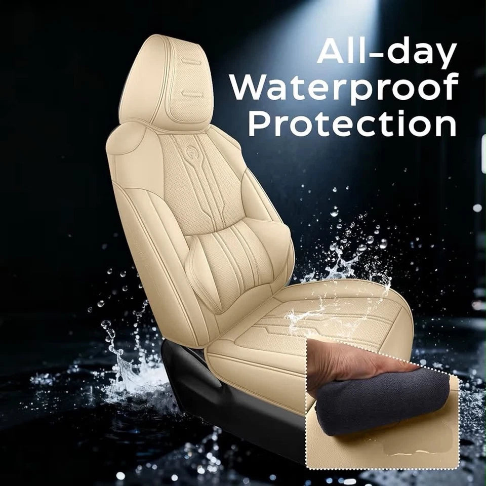 RAV4 Seat Covers Custom Fit for Toyota RAV4 (for Hybrid) 2019-2025 LE/XLE/XLE Premium/Limited,Luxury Faux-Leather SUV Seat Cover with Center Console (Hybrid,Full Set,Beige)