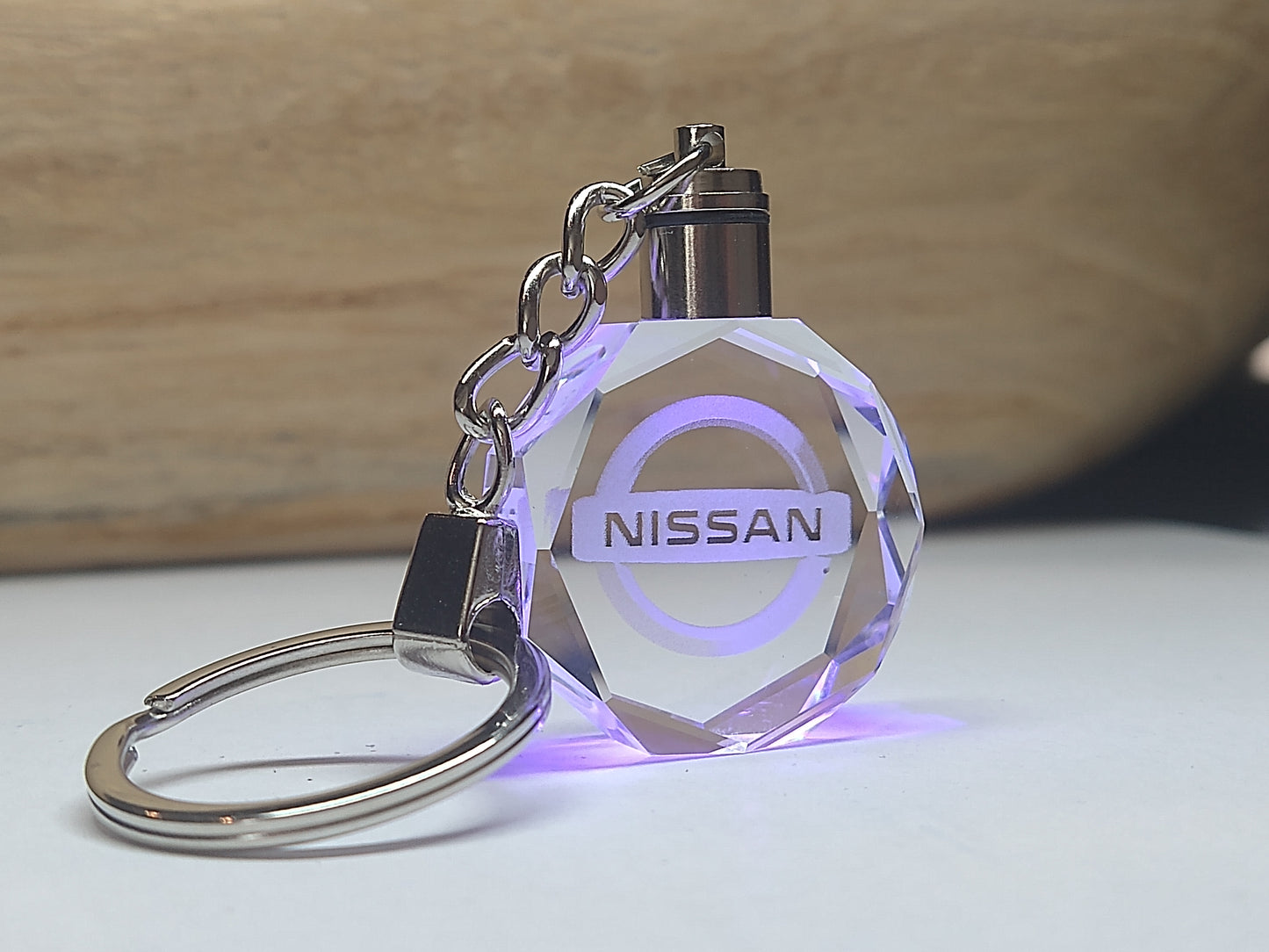 Customized Laser Engraved All Car with Logo Crystal Glass Keychain with Color Changing LED Lights (For Nissan)!!