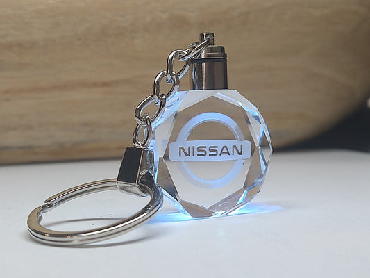 Customized Laser Engraved All Car with Logo Crystal Glass Keychain with Color Changing LED Lights (For Nissan)!!