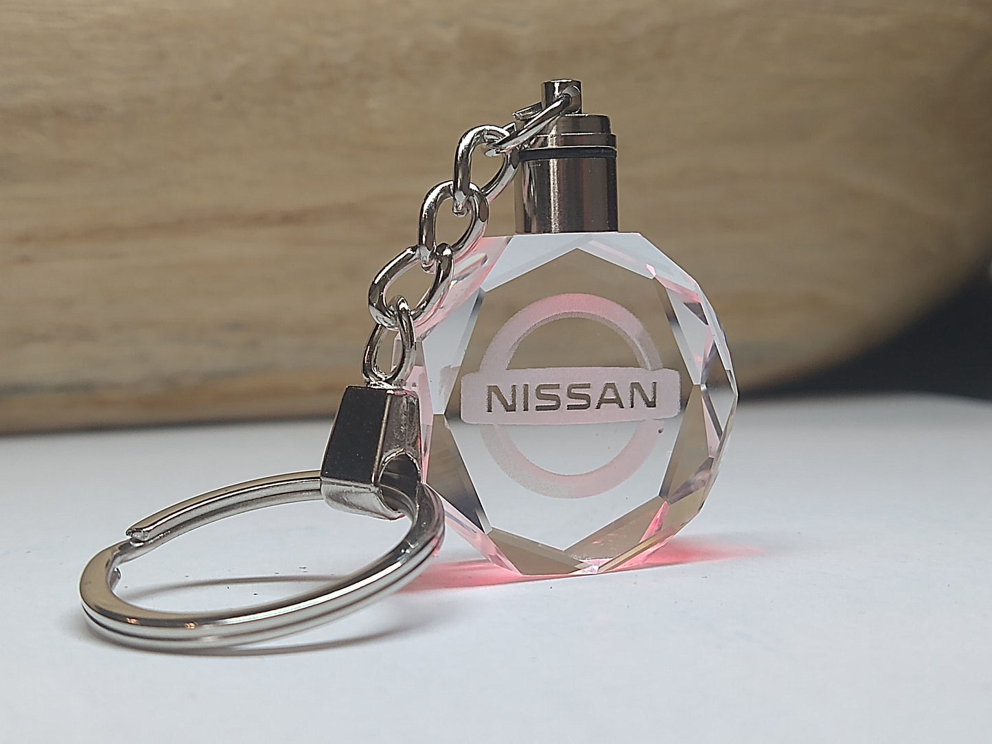Customized Laser Engraved All Car with Logo Crystal Glass Keychain with Color Changing LED Lights (For Nissan)!!