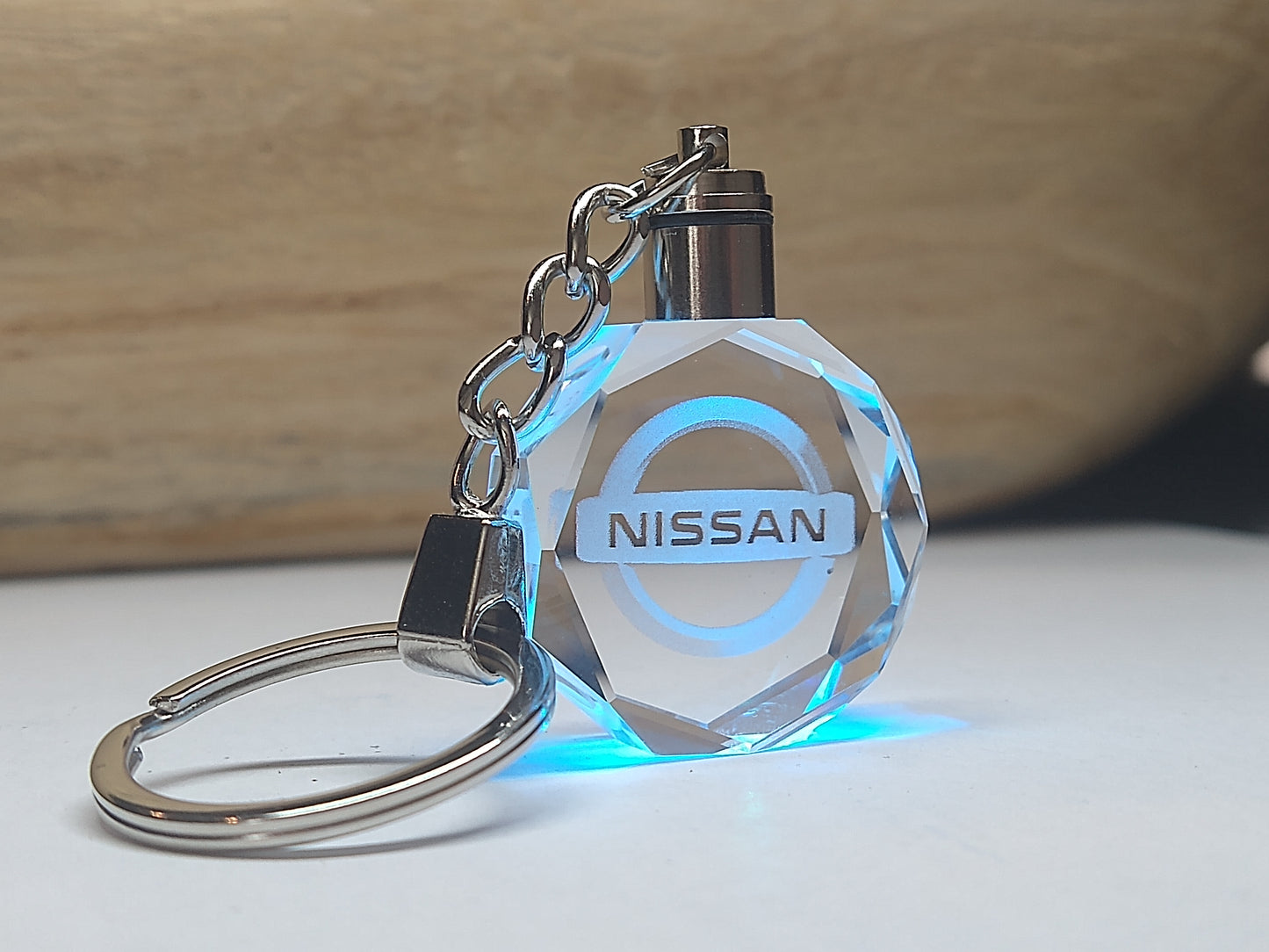 Customized Laser Engraved All Car with Logo Crystal Glass Keychain with Color Changing LED Lights (For Nissan)!!