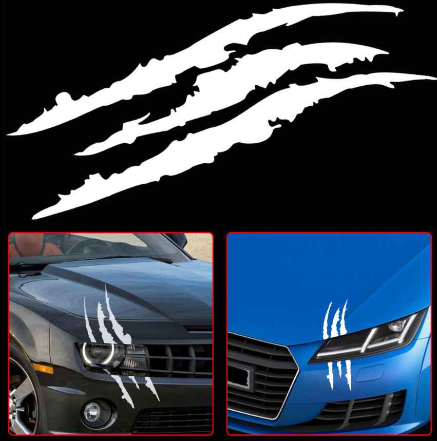 Auto Car Stickers Reflective Monster Claw Scratch Marks Headlight Bumper Sticker Waterproof Decal for Truck, Cars, SUV's, Motorcycle, Scooters, Different Designs