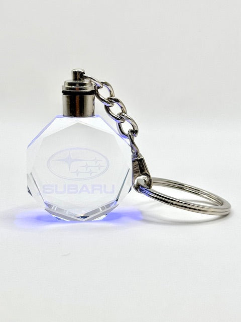 Customized Laser Engraved All Car with Logo Crystal Glass Keychain with Color Changing LED Lights (For Subaru)!!