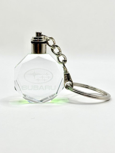 Customized Laser Engraved All Car with Logo Crystal Glass Keychain with Color Changing LED Lights (For Subaru)!!