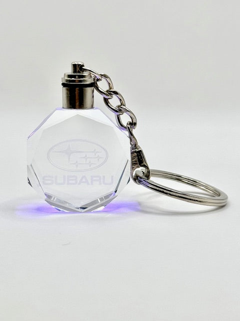Customized Laser Engraved All Car with Logo Crystal Glass Keychain with Color Changing LED Lights (For Subaru)!!
