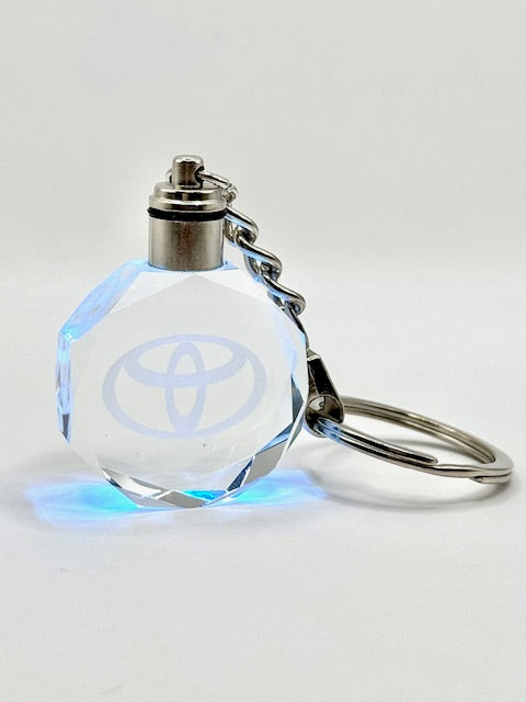 Customized Laser Engraved All Car with Logo Crystal Glass Keychain with Color Changing LED Lights (For Toyota)!!