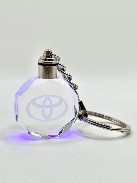 Customized Laser Engraved All Car with Logo Crystal Glass Keychain with Color Changing LED Lights (For Toyota)!!